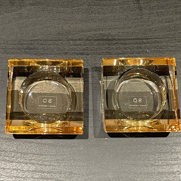 Simon Designs Design Amber Shimmer Tea Light Candle Holder Jewel Crystal EUC - Picture 3 of 10